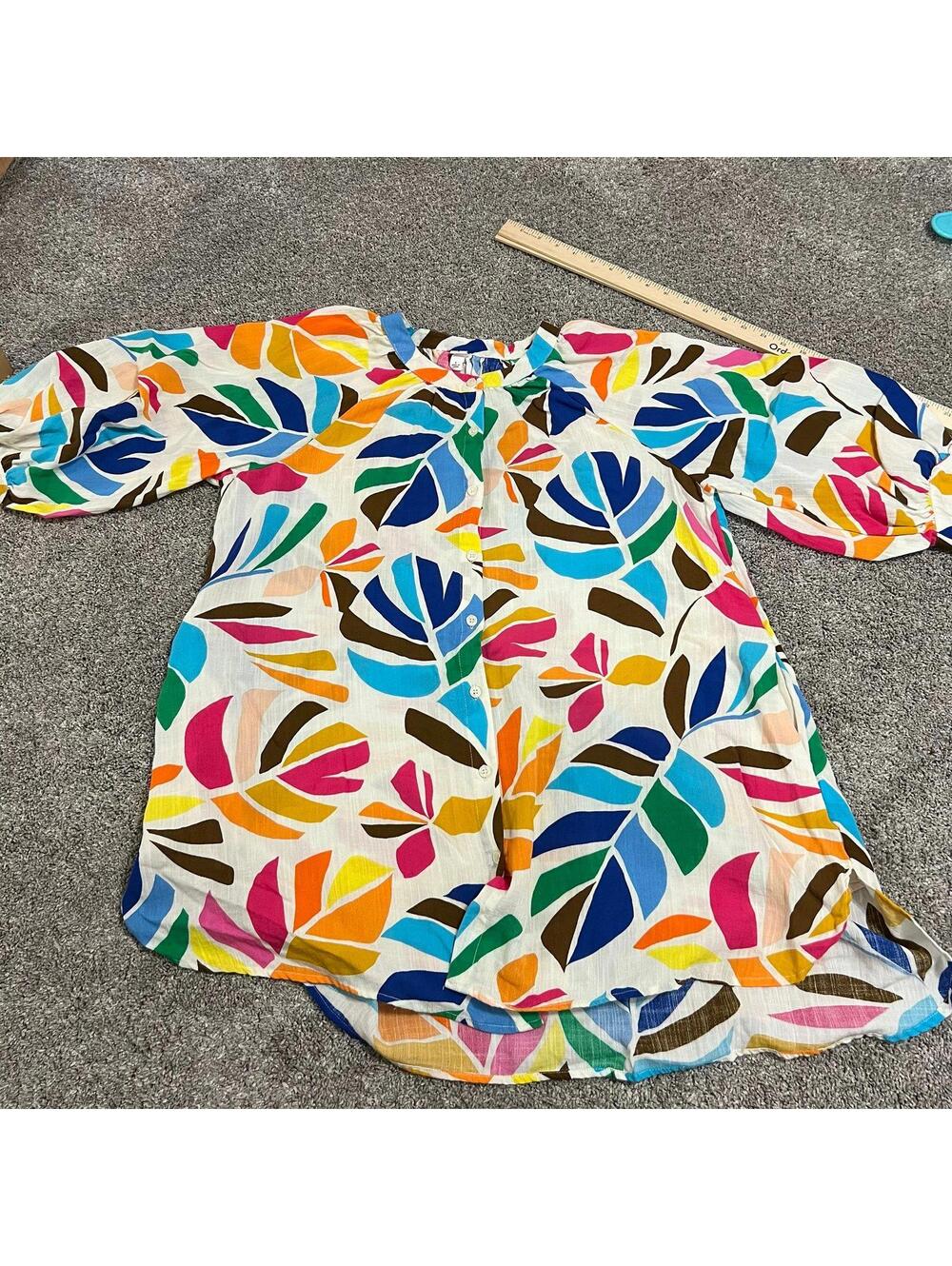 Tabitha Brown Botanical Print Cover Up Shirtdress size Large